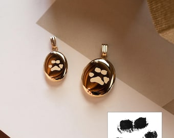 Custom Paw Print Oval Locket, Personalized Pet Jewelry