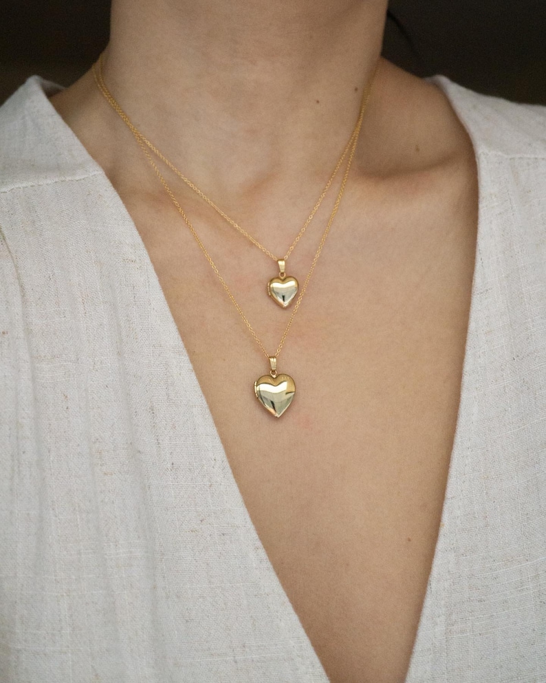 Gold Filled Heart Locket, Photo Necklace, Minimalist Personalized Gifts image 2