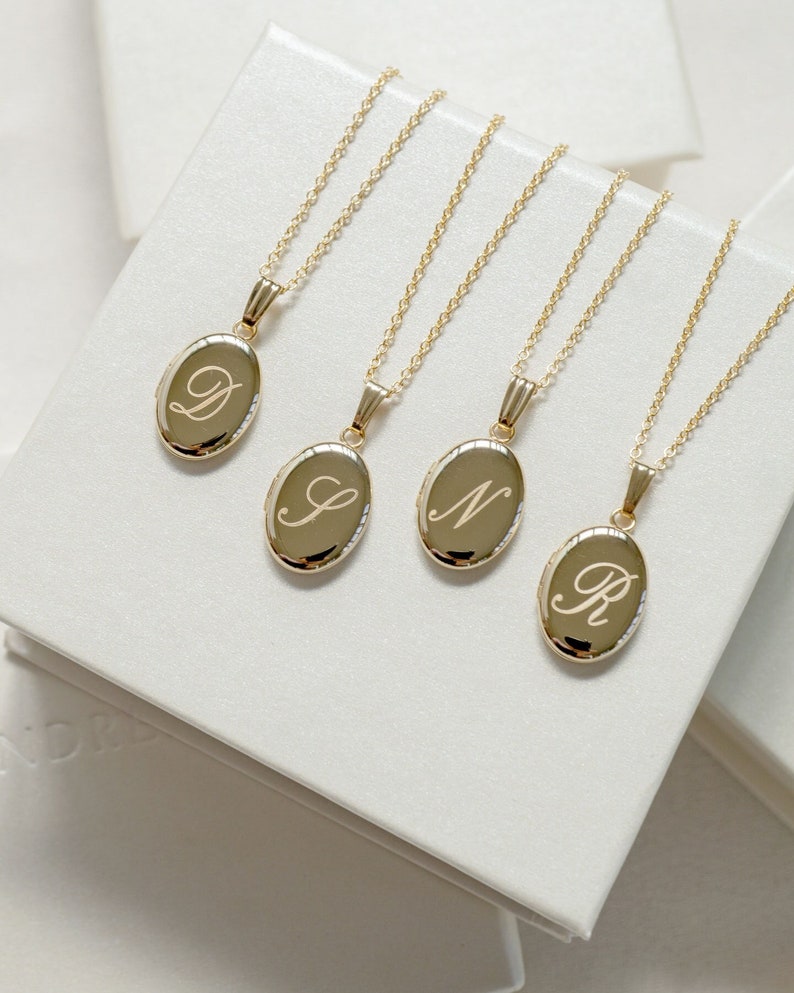 Personalized Initial Letter Oval Locket, Gold Filled, Silver, Minimalist Gifts, Bridesmaid Gifts image 8