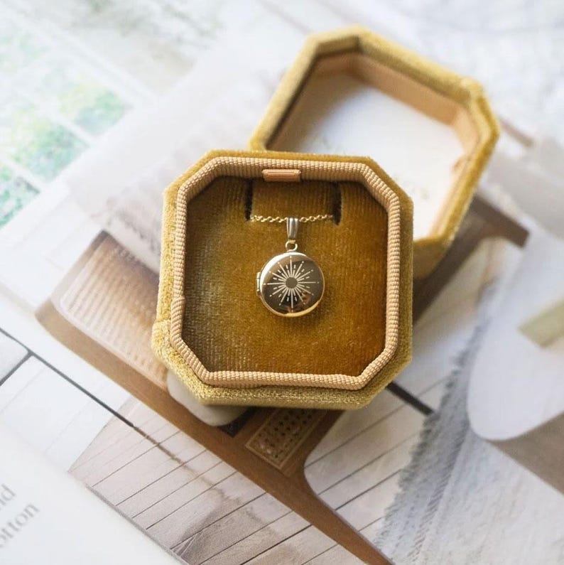 sunshine round gold locket
