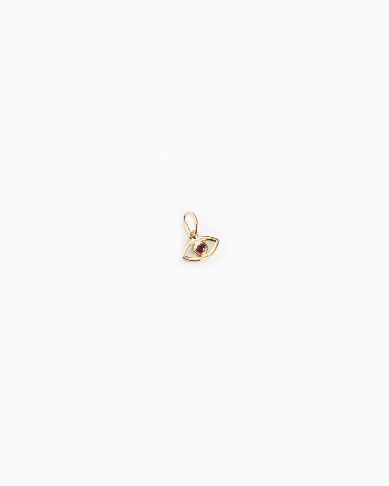 14K Solid Ruby Evil Eye Tiny Charm Bild 1
