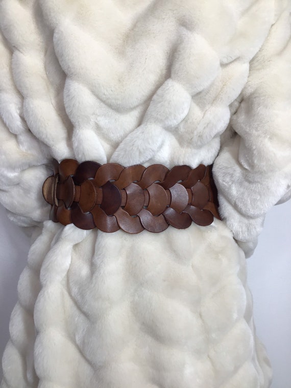 Beige real leather belt - image 4