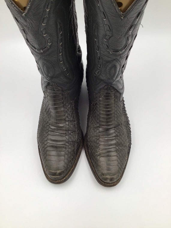 Dark gray men's boots from real python leather vi… - image 3