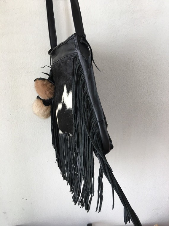 Women's Original Handmade Handbag Real Cow fur an… - image 4