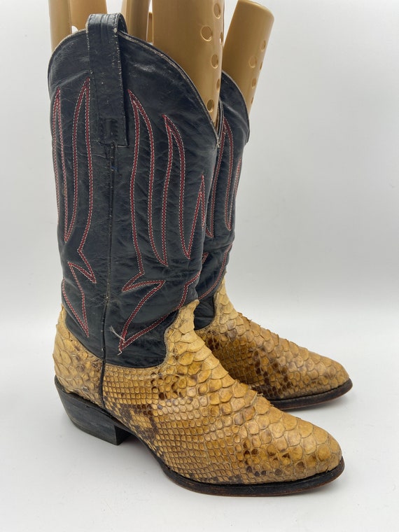 Beige and black men's boots from real python leat… - image 4