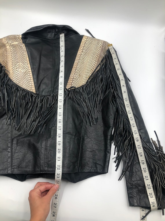 Black women's jacket from real python leather wit… - image 9