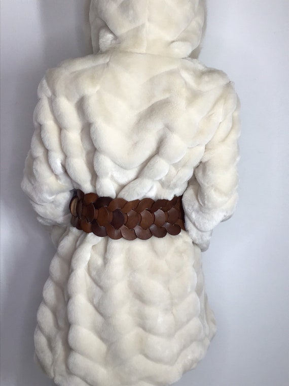 Beige real leather belt - image 3