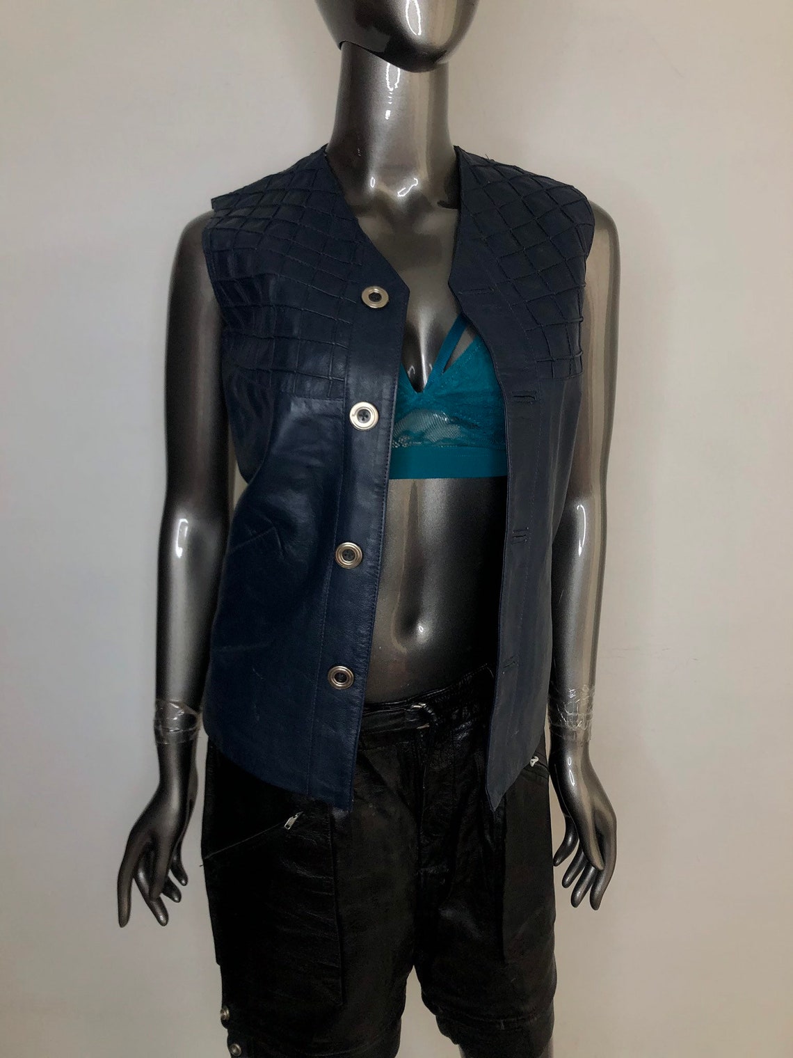 Blue Women's Vest From Real Leather Streetstyle Vest Only One Vest Vintage Vest Casual Vest Old