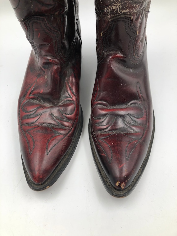 Red men's boots from real leather vintage embroid… - image 2