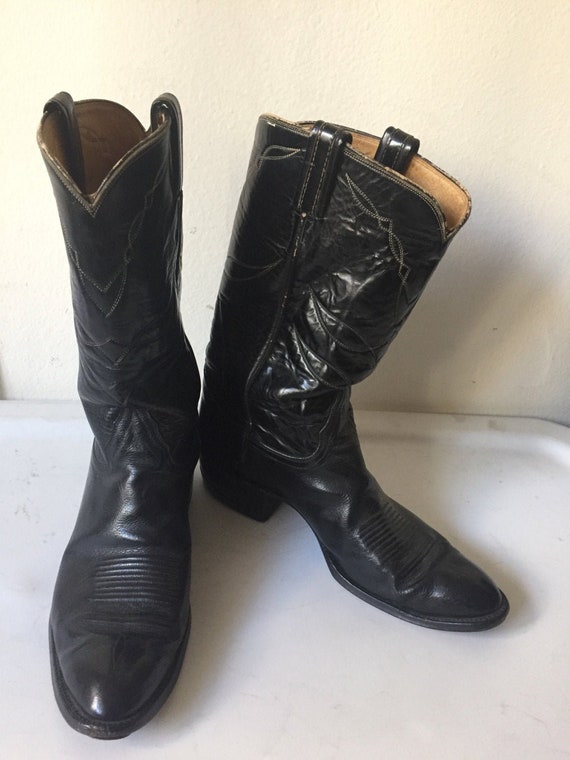 Black men's cowboy boots, from real leather, soft… - image 1