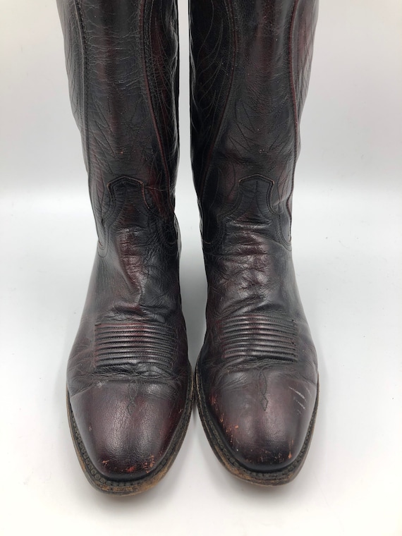 Burgundy boots, men's boots, real leather, vintage, w… Gem