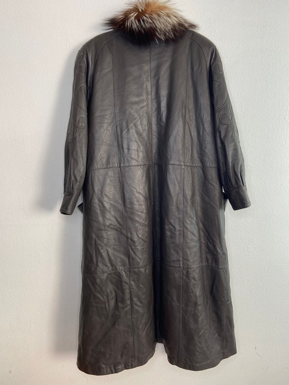 Dark brown men's coat real leather and fur warm c… - image 4