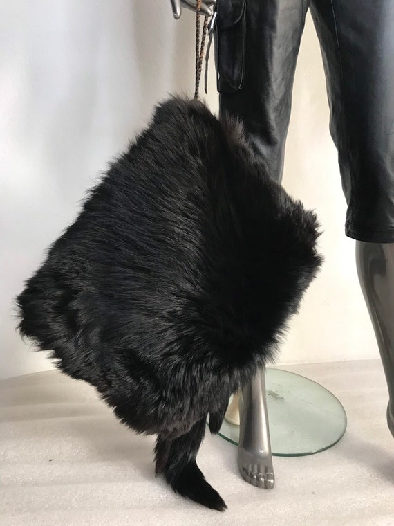 Black women's muff from real fox fur festive look 