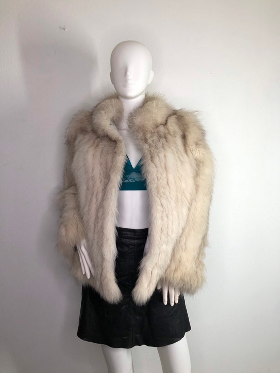 White womens coat from polar fox fur casual coat c