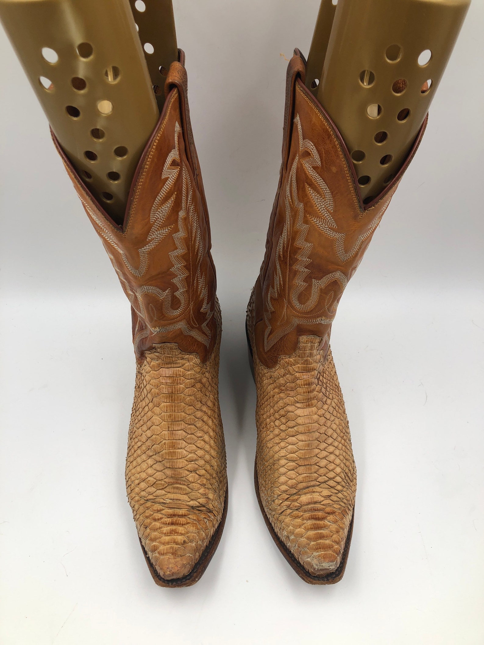 Botas de hombre naranjas de cuero de serpiente real vintage - Etsy Espa?�a