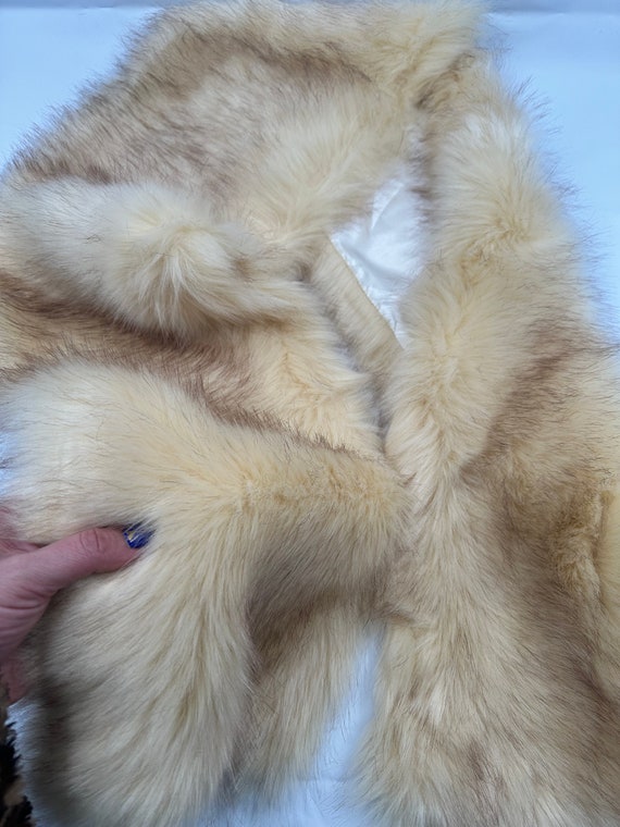 Beige fur scarf , long fur scarf bolero 62 inch , 