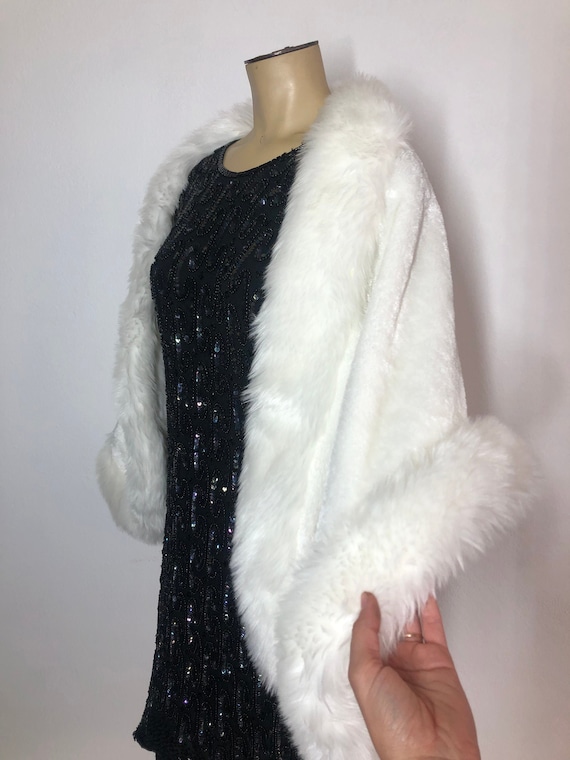 White women's bolero from faux fur festive look ci
