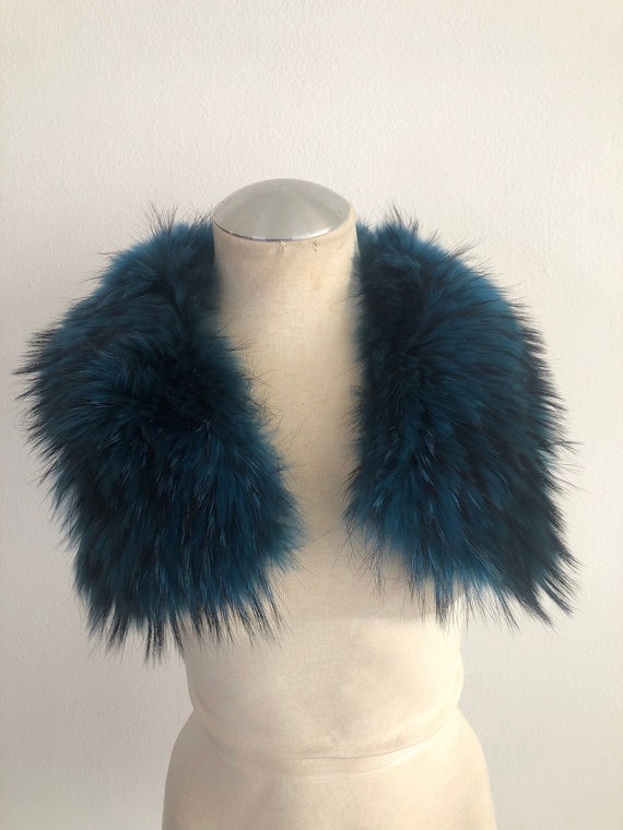 Turquoise Women's Collar real polar fox fur festi… - image 5
