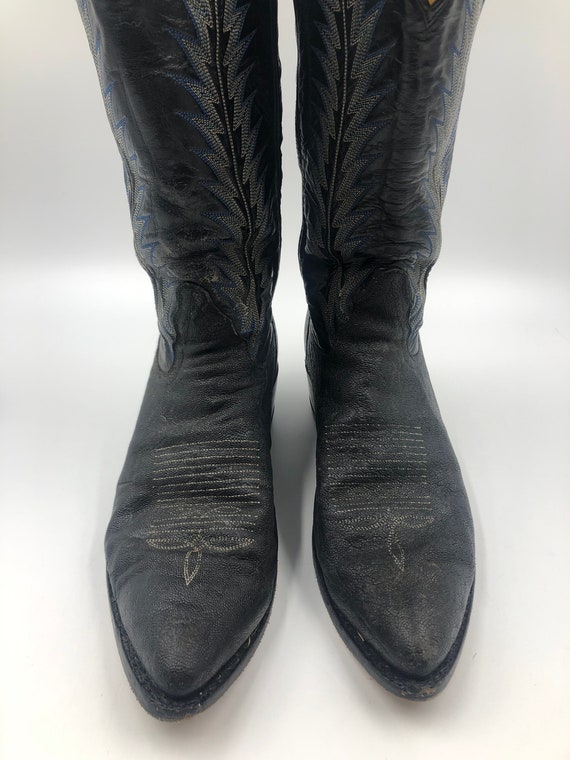 Black men's boots from real leather vintage embro… - image 3