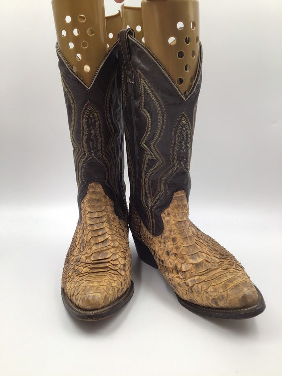 Beige boots, men's boots, python leather vintage,