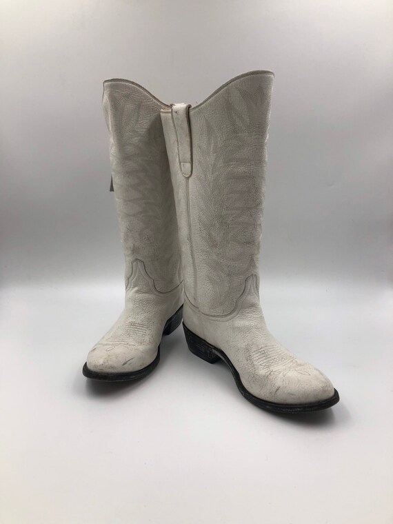 White boots, women's boots, real leather, vintage,