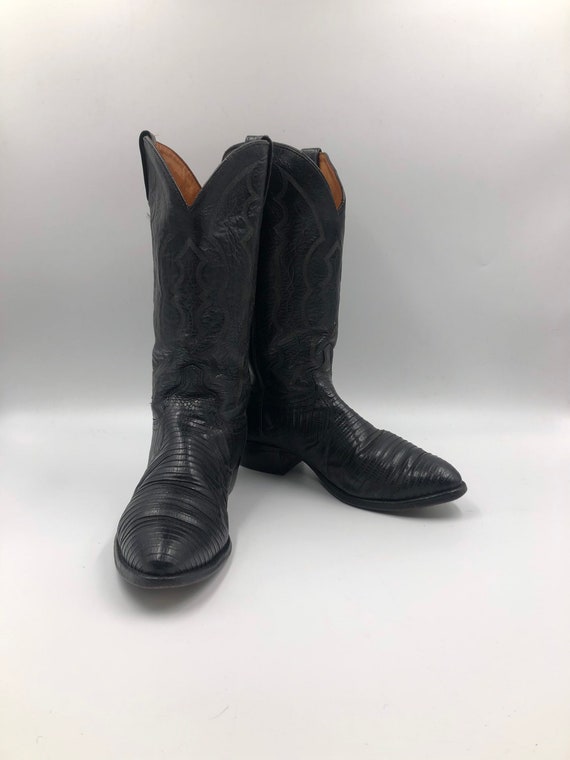 Black boots, men's boots, real iguana leather, vi… - image 1