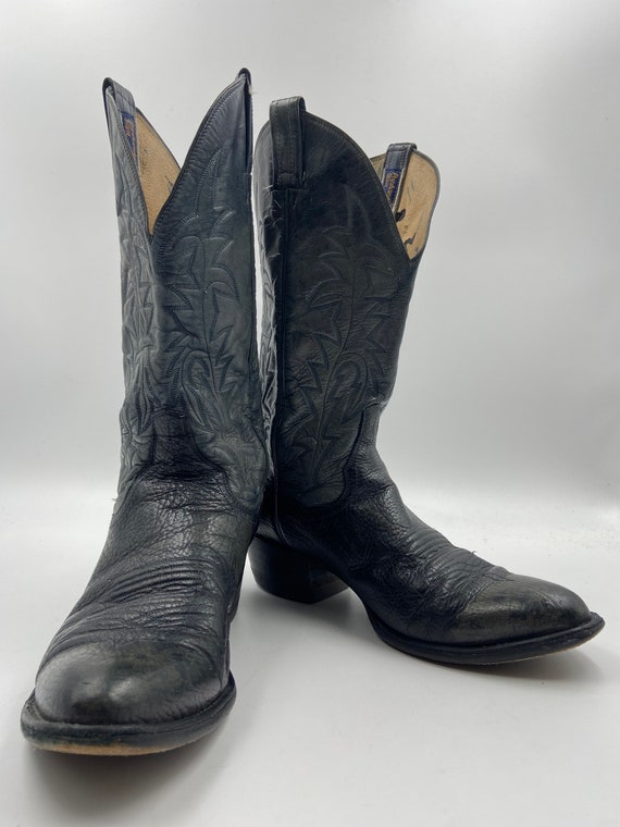 Black and gray cowboy boots, Sanders vintage cowbo