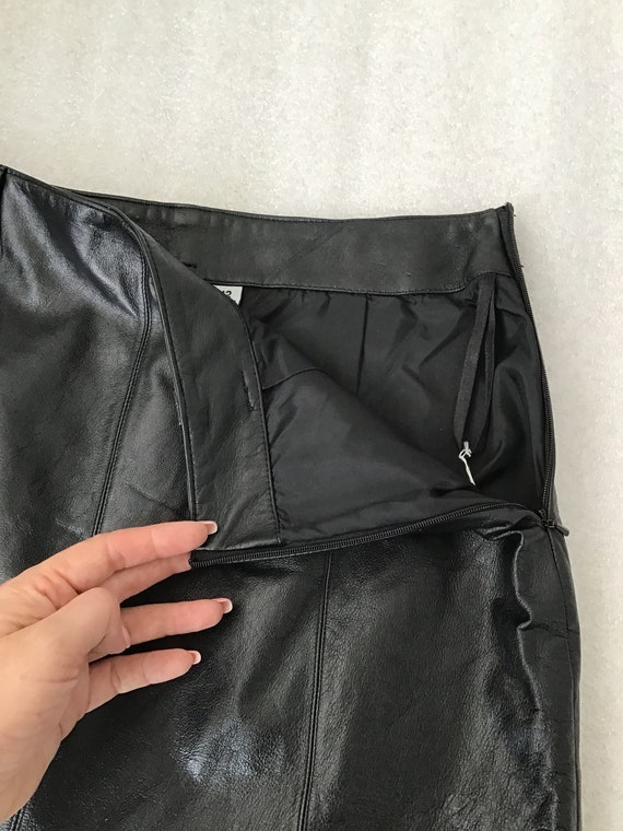 Black Women's skirt real leather soft genuine lea… - image 5