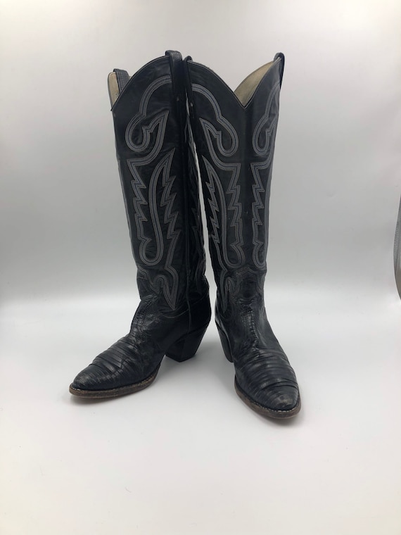 Black boots, women's boots, real leather, vintage,