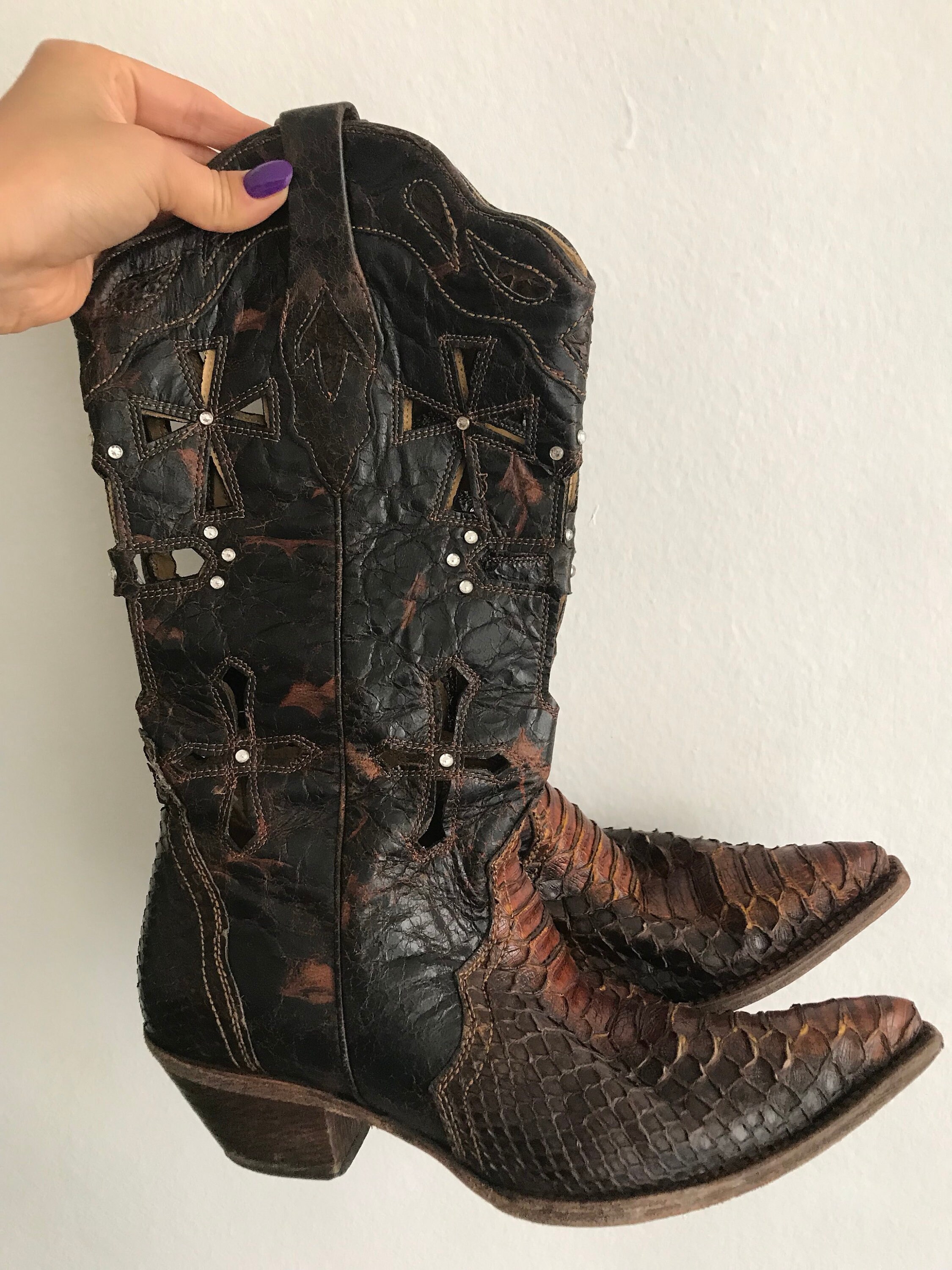 Brown cowgirl boots from real leather vintage boots | Etsy