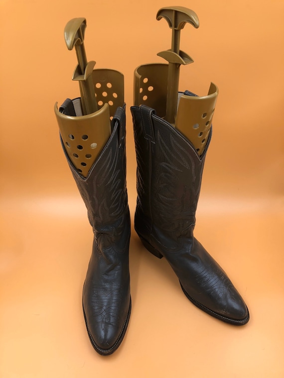 vintage 80s Lagrange Square Toe Distressed Cowboy LEATHER Boots STUDDED DESIGNS sz 10 mens