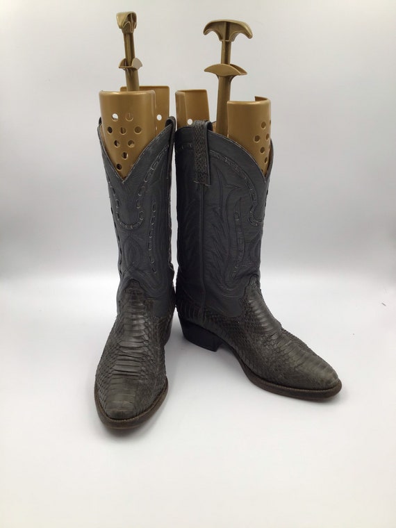 Dark gray men's boots from real python leather vi… - image 1