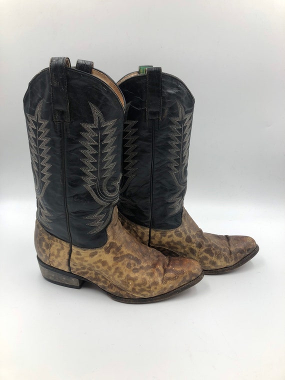 Black men's boots from real iguana leather vintag… - image 2