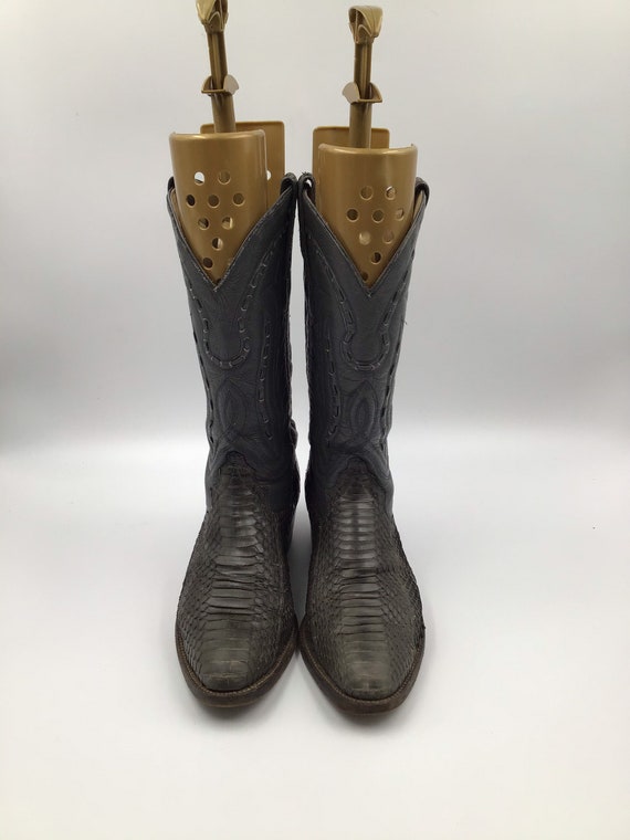 Dark gray men's boots from real python leather vi… - image 2