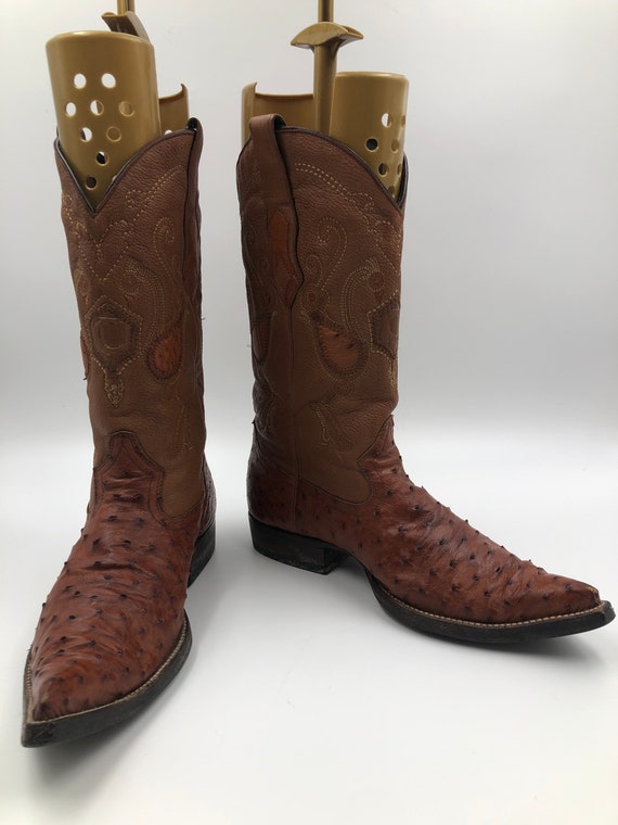 Ostrich leather cowboy boots 9 1/2
