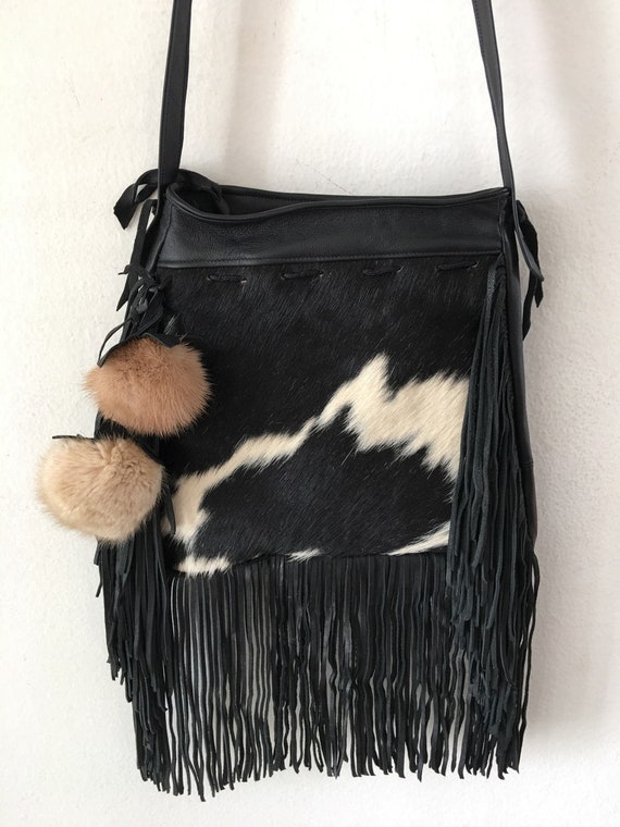 Women's Original Handmade Handbag Real Cow fur an… - image 1