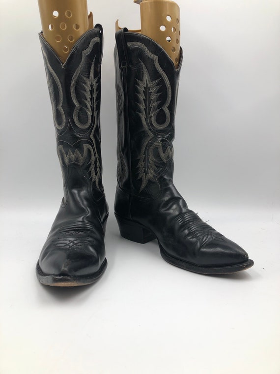 Black men's boots from real leather vintage boots… - image 1
