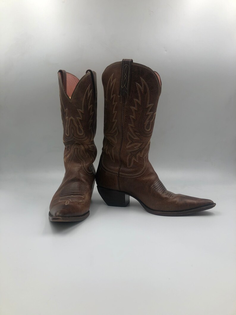 Brown Men's Boots From Real Leather Vintage Boots Embroidered With ...