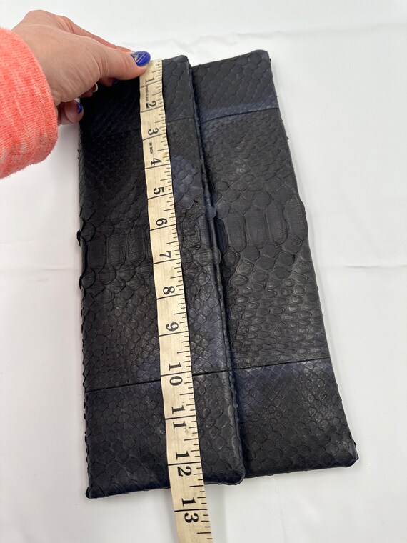 Black blue python skin hand bag , real python lea… - image 7