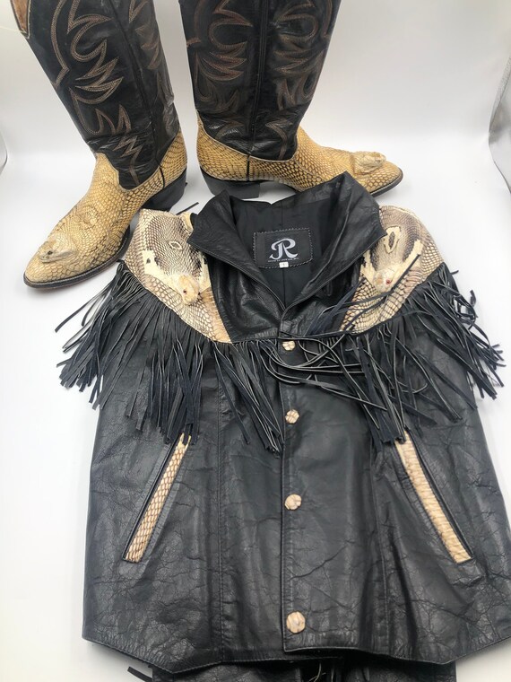 Black women's jacket from real python leather wit… - image 5