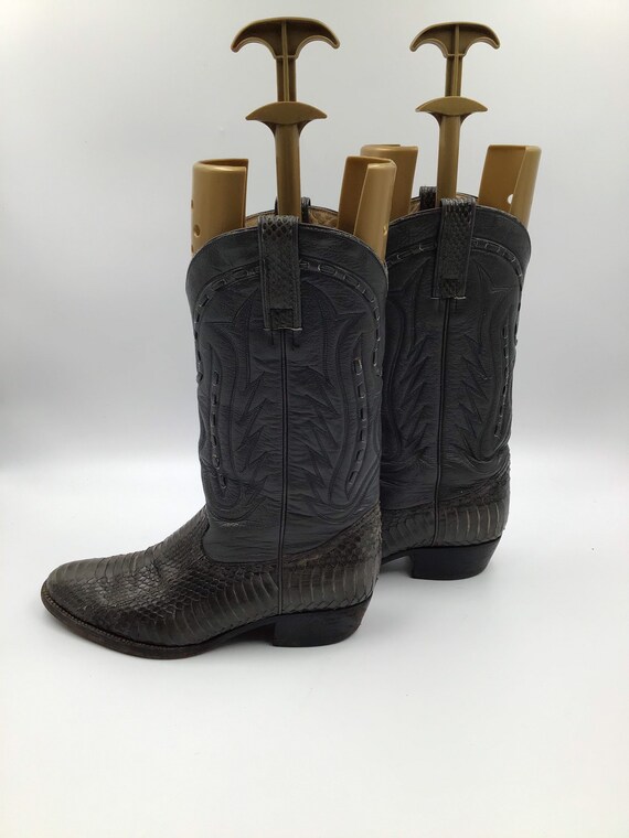 Dark gray men's boots from real python leather vi… - image 4