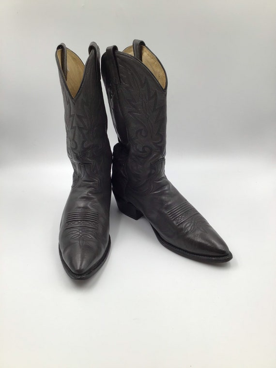 Vintage Dan Post Gray Leather Stitched Cowboy Western Boots Men\'s Size 9.5D Dan Post Mens Eel Skin Leather Exotic Western Square Toe  main image 2