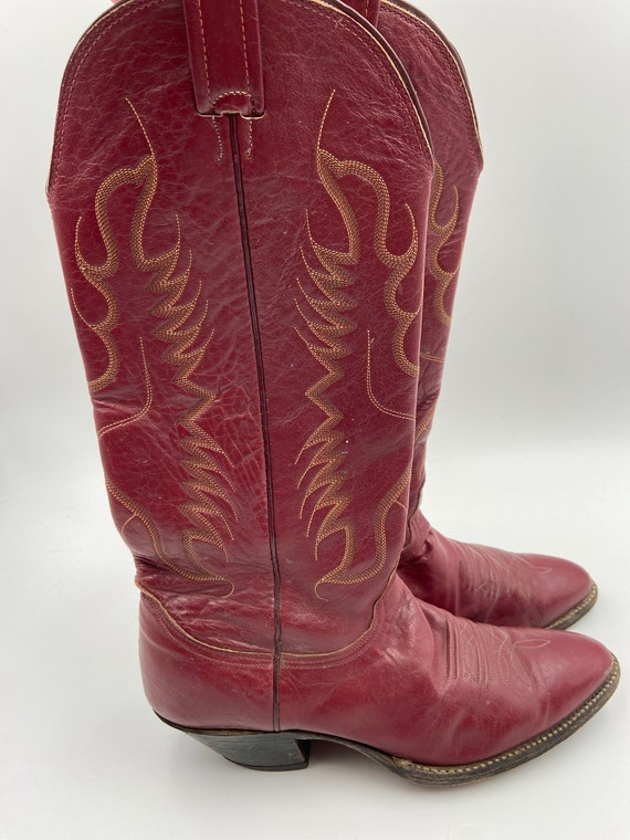 Red men's boots from real leather vintage embroid… - image 2