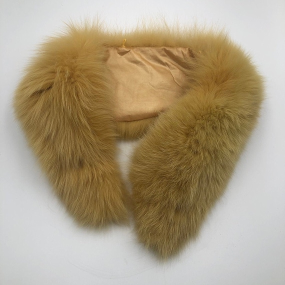 Yellow womens collar real pollar fox fur festive … - image 1