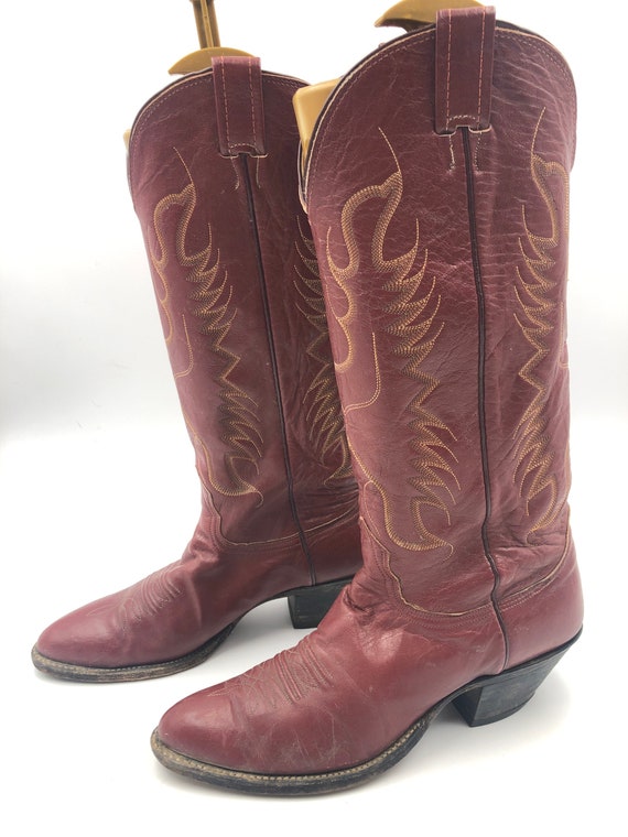 Red men's boots from real leather vintage embroid… - image 4