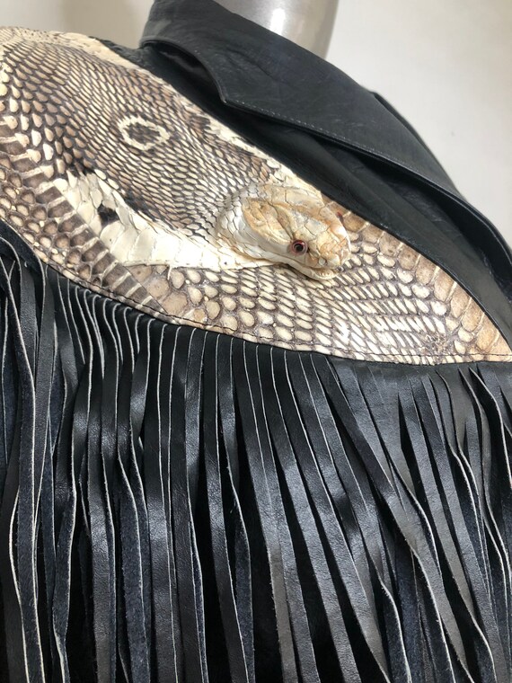 Black women's jacket from real python leather wit… - image 3