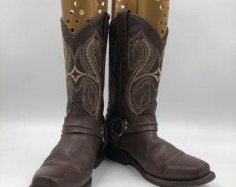 Zapatos Zapatos para hombre Botas Botas de cowboy Botas de hombre marrones de piel de lagarto real vintage bordadas con patrón único estilo vaquero botas estilo vaquero botas streetstyle tamaño 8 1/2D. 