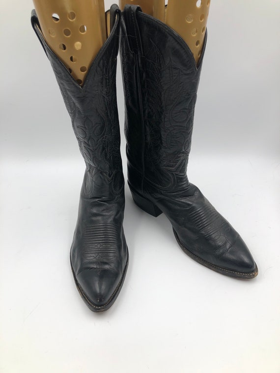 Black men's boots real leather vintage show boots rod… - Gem