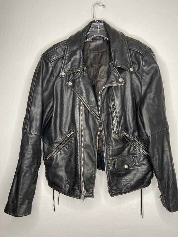 Motorcycle leather jacket mens size small - image 3