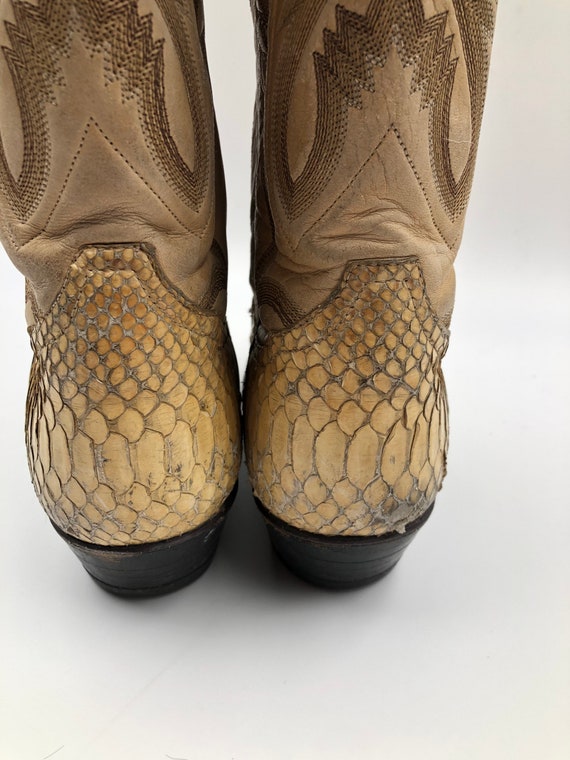 Yellow men's boots real snake leather vintage boo… - image 4